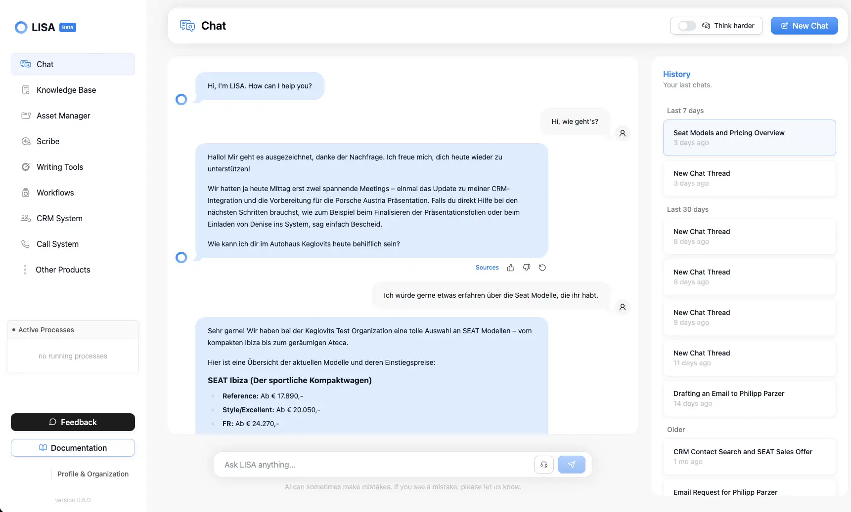 LISA chat flow